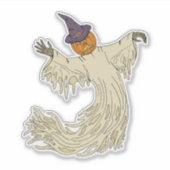 Pompoenkop Spook Halloween Kunst Sticker (Voorkant)