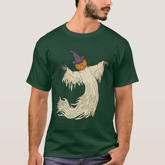 Pompoenkop Spook Halloween Kunst T-shirt (Voorkant)