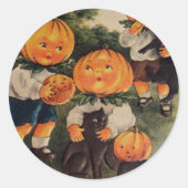 Pompoenkoppen ( Halloween Kaart) Ronde Sticker (Voorkant)
