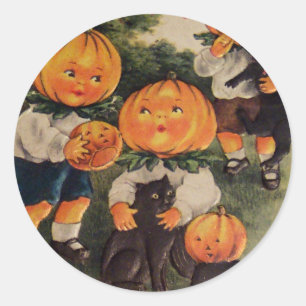 Pompoenkoppen ( Halloween Kaart) Ronde Sticker