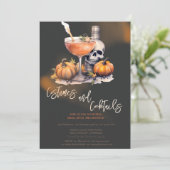 Pompoenkostuums & Cocktail Black Halloween Kaart (Staand voorkant)