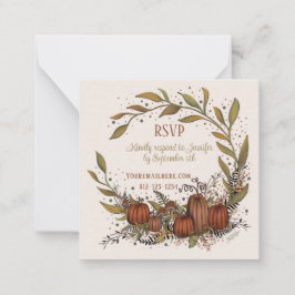 Pompoenkrans Inspirativiteit Bruiloft Herfst RSVP Notitiekaartje