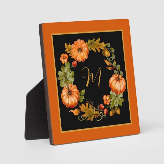 Pompoenkrans monogram fotoplaat (Voorkant)