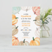 Pompoenkrans neutraal gender herfst baby shower kaart (Staand voorkant)