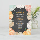 Pompoenkrans neutraal gender herfst baby shower kaart (Staand voorkant)