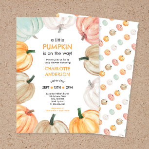 Pompoenkrans neutraal geslacht herfst baby shower kaart