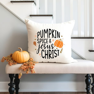 Pompoenkruid en Jesus Christ Autumn Christelijk Kussen