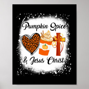 Pompoenkruid en Jezus Christus Leopard Heart Coff Poster