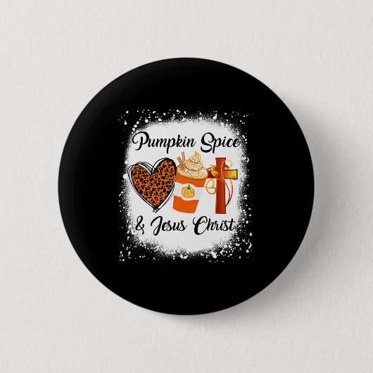 Pompoenkruid en Jezus Christus Leopard Heart Coff Ronde Button 5,7 Cm (Voorkant)