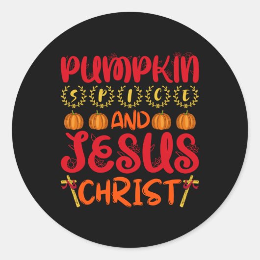 Pompoenkruid en Jezus Christus Ronde Sticker (Voorkant)