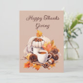 Pompoenkruid en koffie feestdagenkaart (Staand voorkant)