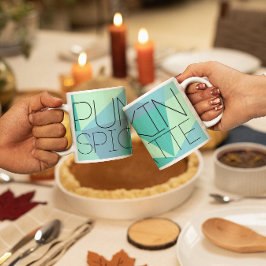 Pompoenkruid latte geometrisch ontwerp halloween tweekleurige koffiemok