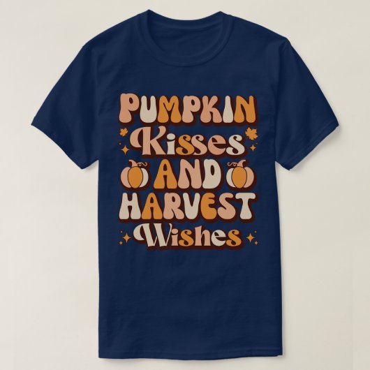 Pompoenkusjes en oogstwensen t-shirt (Design voorkant)