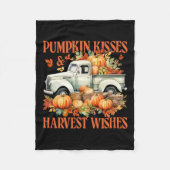 Pompoenkussen en oogstwensen Boerderij Truck Dank Fleece Deken (Voorkant)