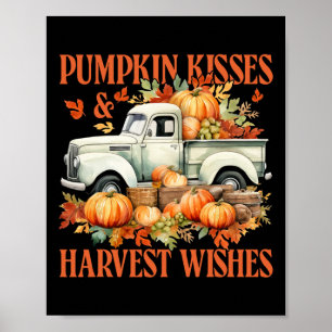 Pompoenkussen en oogstwensen Boerderij Truck Dank Poster