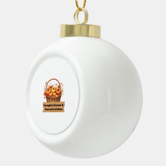 Pompoenkussen & Oogstwensen Herfst Design Oversi Keramische Bal Ornament (Rechts)