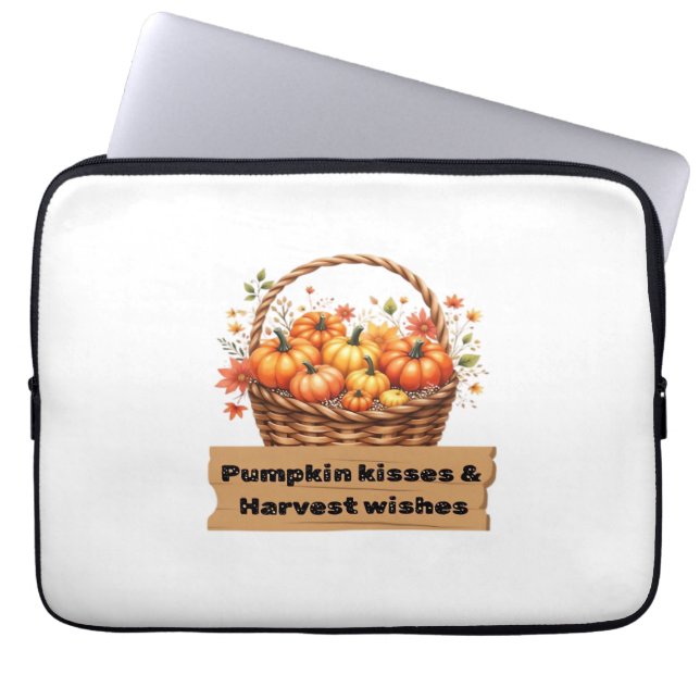 Pompoenkussen & Oogstwensen Herfst Design Oversi Laptop Sleeve (Voorkant)