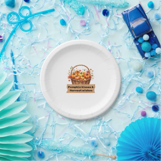 Pompoenkussen & Oogstwensen Herfst Design Oversi Papieren Bordje (Feest)