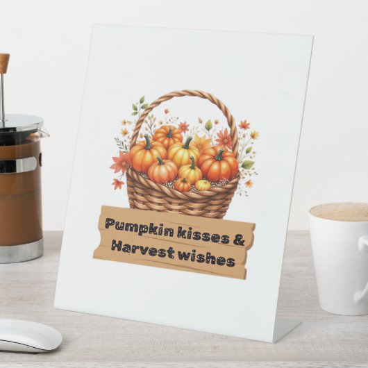 Pompoenkussen & Oogstwensen Herfst Design Oversi Reclamebord Met Voetstuk (Insitu)