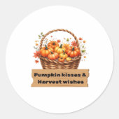 Pompoenkussen & Oogstwensen Herfst Design Oversi Ronde Sticker (Voorkant)