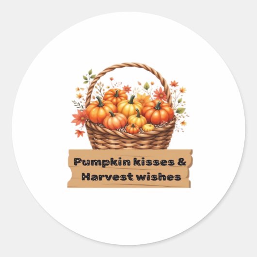 Pompoenkussen & Oogstwensen Herfst Design Oversi Ronde Sticker (Voorkant)