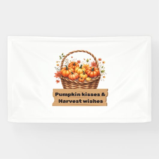 Pompoenkussen & Oogstwensen Herfst Design Oversi Spandoek (Horizontaal)