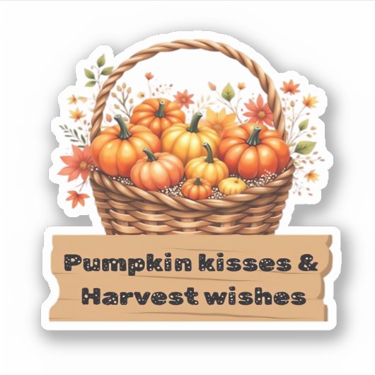 Pompoenkussen & Oogstwensen Herfst Design Oversi Sticker (Voorkant)