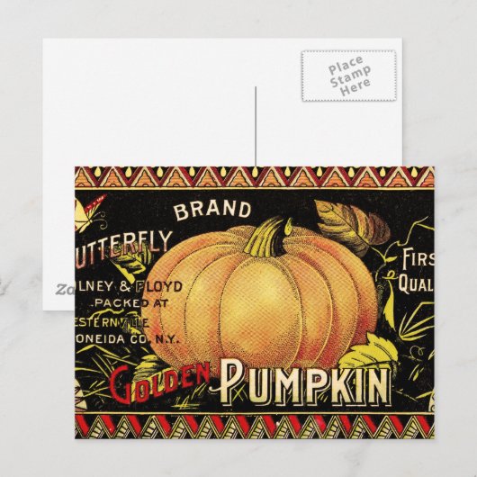 Pompoenlabel Antiek vlindermerk Briefkaart (Voorkant / Achterkant)