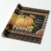 Pompoenlabel Antiek vlindermerk Cadeaupapier (Uitgerold)