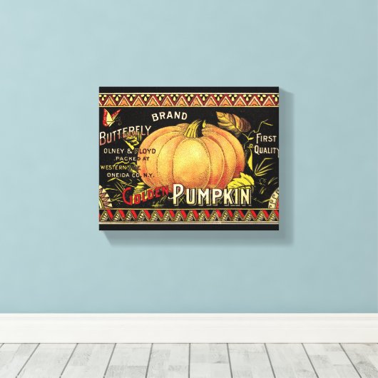 Pompoenlabel Antiek vlindermerk Canvas Afdruk (Insitu (Houten vloer))