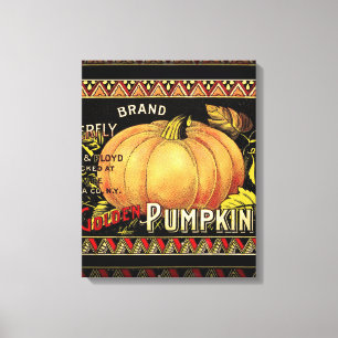 Pompoenlabel Antiek vlindermerk Canvas Afdruk