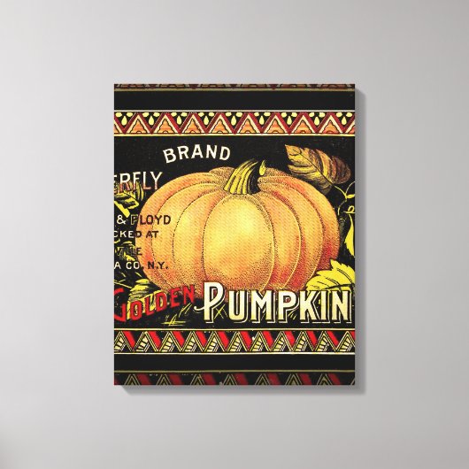 Pompoenlabel Antiek vlindermerk Canvas Afdruk (Voorkant)