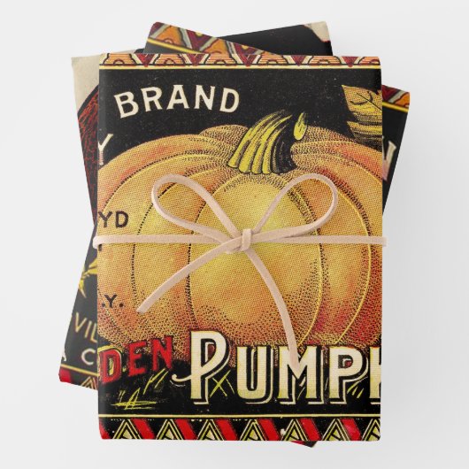 Pompoenlabel Antiek vlindermerk Inpakpapier Vel (In situ)