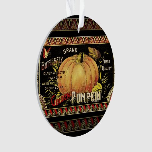 Pompoenlabel Antiek vlindermerk Ornament (voorkant)