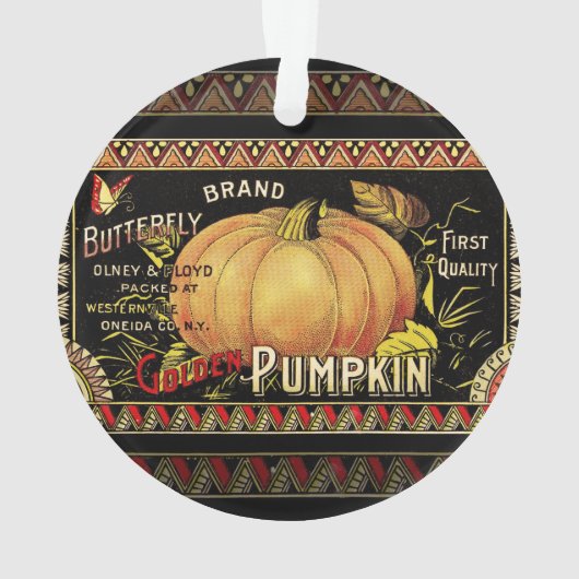 Pompoenlabel Antiek vlindermerk Ornament (achterkant)