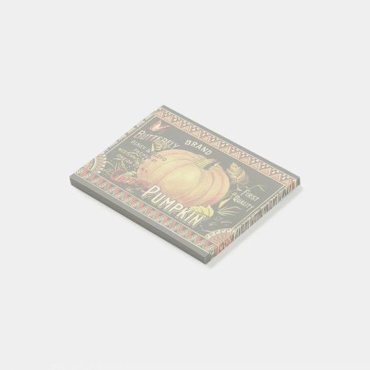 Pompoenlabel Antiek vlindermerk Post-it® Notes (Schuin)