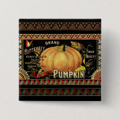 Pompoenlabel Antiek vlindermerk Vierkante Button 5,1 Cm (Voorkant)