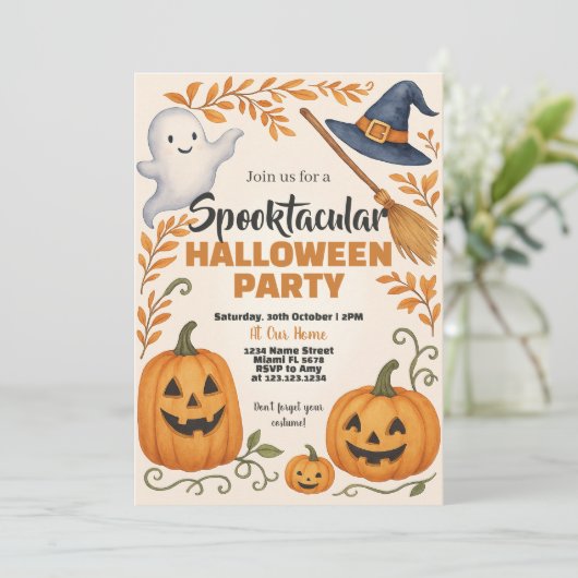 Pompoenlantaarns & Spooky Night Kaart (Staand voorkant)