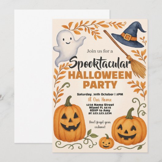 Pompoenlantaarns & Spooky Night Kaart (Voorkant / Achterkant)