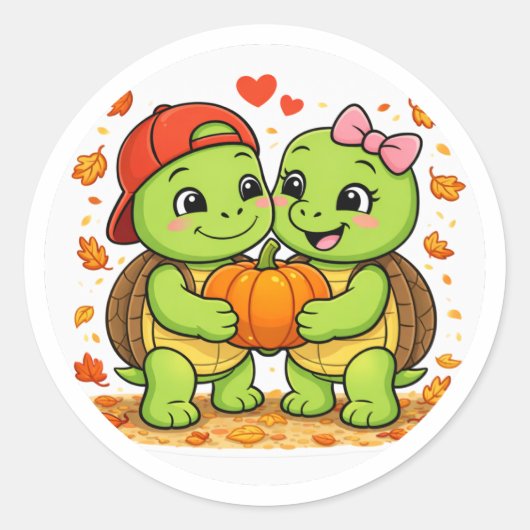 Pompoenliefde Ronde Sticker (Voorkant)