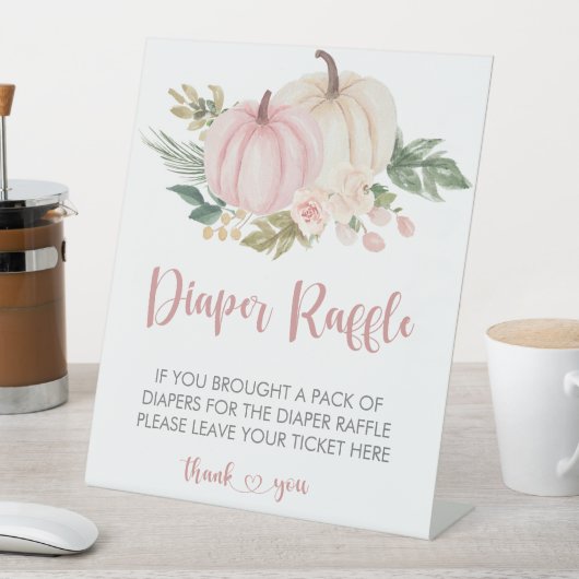 Pompoenluier Raffle Baby shower voetstuk teken Reclamebord Met Voetstuk (Insitu)
