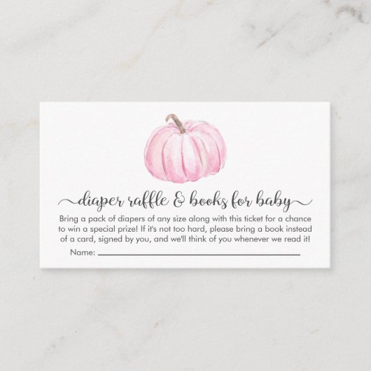 Pompoenluieraffelkasten voor babymeisjesdouche informatiekaartje (Voorkant)