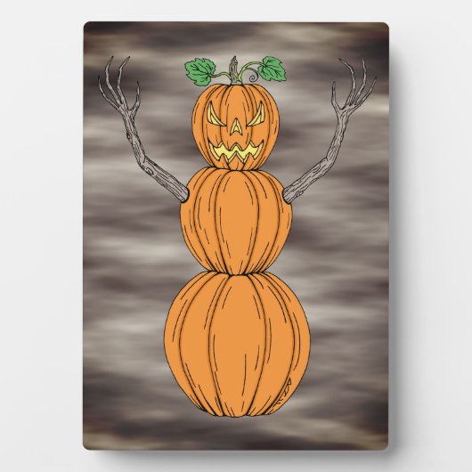 Pompoenman Halloween Kunst Fotoplaat (voorkant)