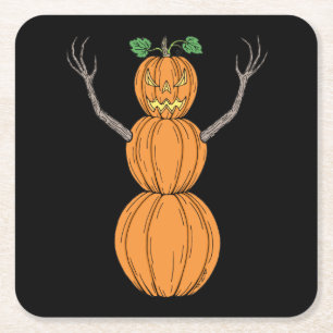 Pompoenman Halloween Kunst Kartonnen Onderzetters