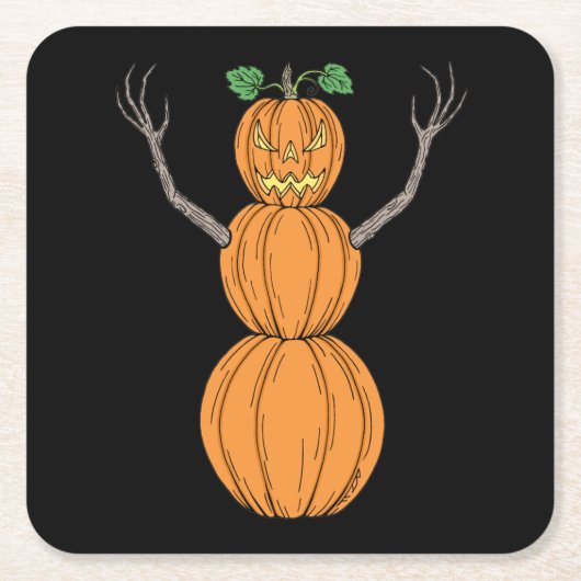 Pompoenman Halloween Kunst Kartonnen Onderzetters (Voorkant)