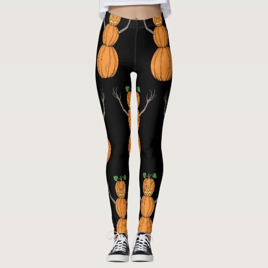 Pompoenman Halloween Kunst Leggings (Voorkant)