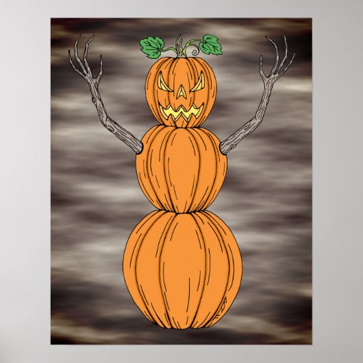 Pompoenman Halloween Kunst Poster (Voorkant)