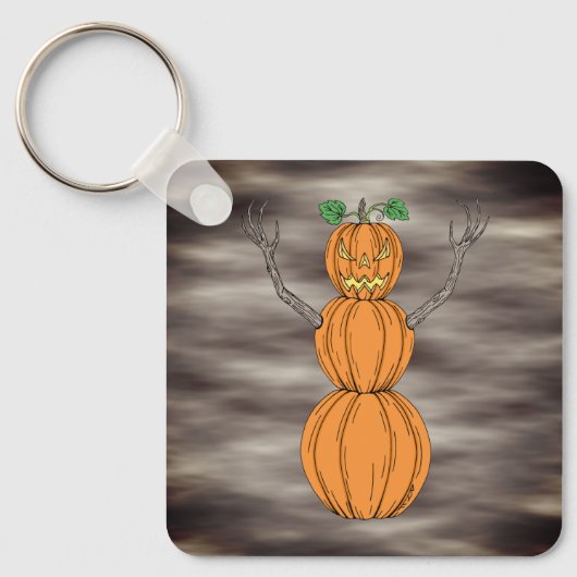 Pompoenman Halloween Kunst Sleutelhanger (Voorkant)