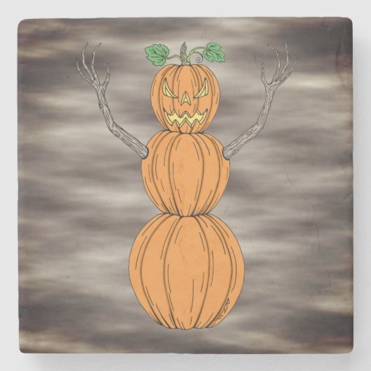 Pompoenman Halloween Kunst Stenen Onderzetter (Voorkant)