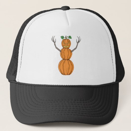 Pompoenman Halloween Kunst Trucker Pet (Voorkant)